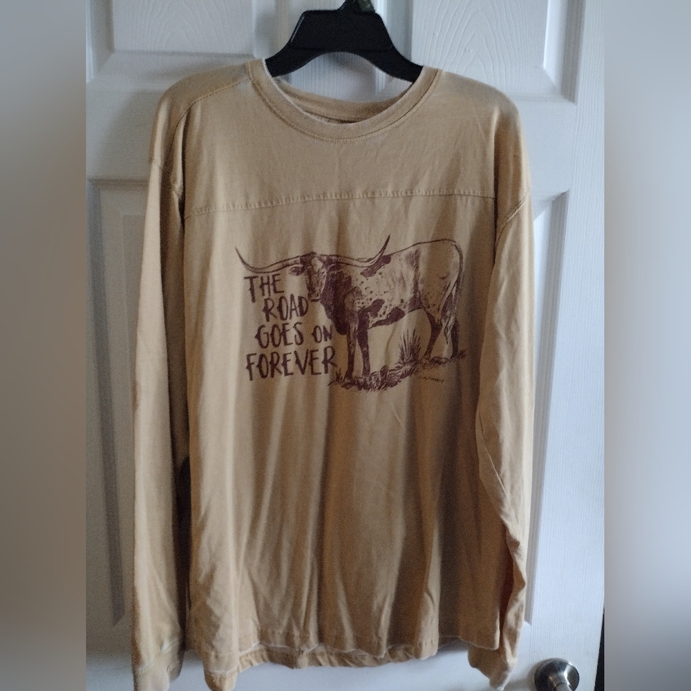 Long Sleeve Beige Graphic Tee